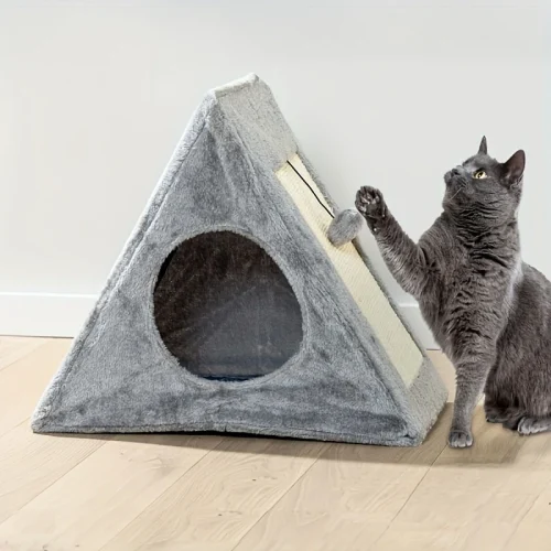 Cozy Cat Bed with Scratching Board & Plush Toy Ball