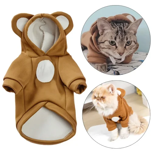 Cute Hairless Cat Hoodie – Soft Winter Sweater for Sphynx, Kitten & Small Breeds
